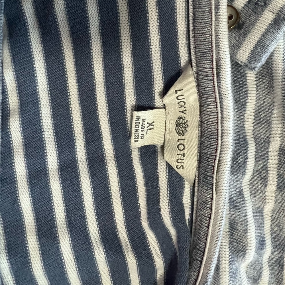 Lucky Brand Blue and White Striped Long Sleeve Tee - Picture 5 of 5